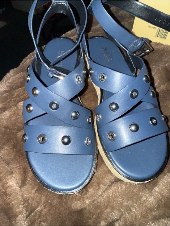 Michael Kors Shoes - Michael Kors Navy Blue Studded Leather Sandals